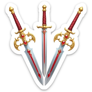 Two Golden royal swords with red gems sticker