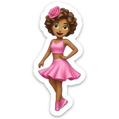 chica vestida de rosa bailando sticker