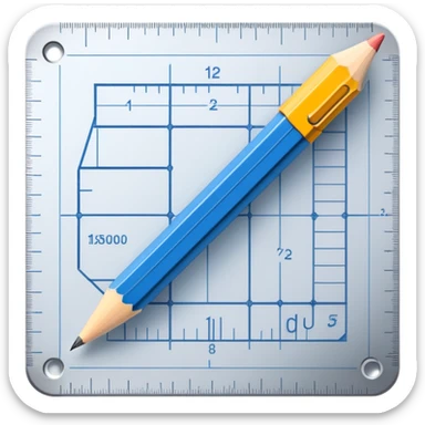 blueprint plan with a pencil and ruler sticker