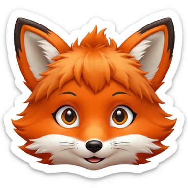 happy fox kid avatar with big eyes sticker