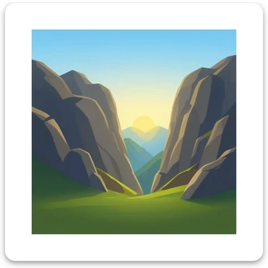 sunrise through mountain sticker