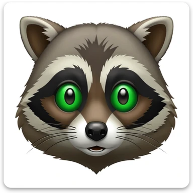 Raccoon face with black computer terminal window in background. The terminal window displays code in green and black. sticker