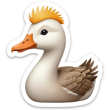 a goose cutting hair  sticker