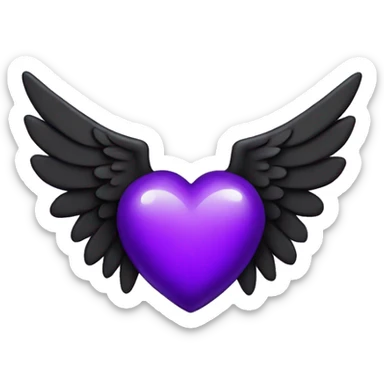 purple heart with black wings sticker