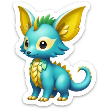 Cute shiny colorful exotic rare mythical animal hybrid Fakemon full body sticker
