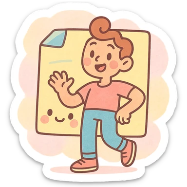 pastel watercolor sticky note in soft kawaii style, inspired by Japanese stationery, full body sticker