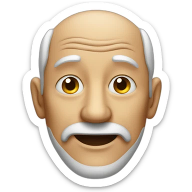 Old man smiling with one eye sticker