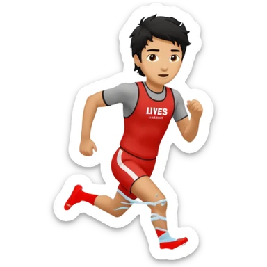 Lifeguard Teenager with Black messy hair running to save lives sticker