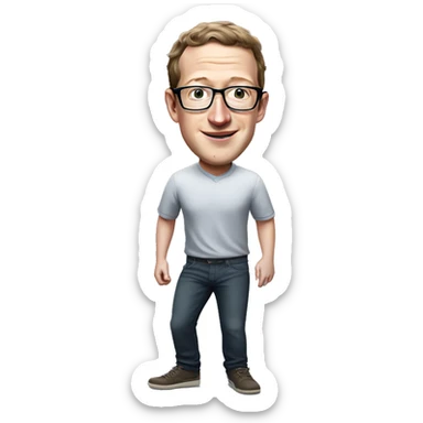 mark zuckerberg in glasses runs full body sticker