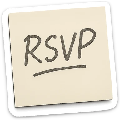 Make the background transparent. Keep the paper note with RSVP written on it in casual handwriting. sticker