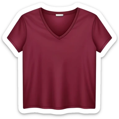 only a wine red V-neck t-shirt, cropped short length, flat lay, isolated garment, white background, no model, no person sticker