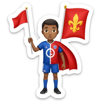 A black boy holding a big team flag, waving it proudly with a determined expression full body sticker