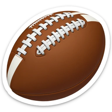 "iOS style football emoji, brown with white stitches, smooth texture, no background" sticker