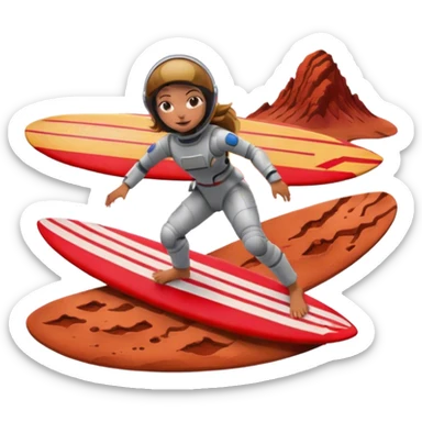 Generate me an emoji of a girl surfing on mars sticker