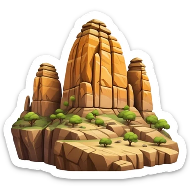 Cinematic Realistic Guatap√© Rock Landmark Emoji, showcasing a vividly colored rock formation with intricate patterns rendered with detailed textures and vibrant, scenic lighting. sticker