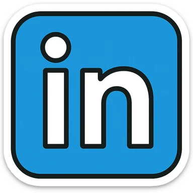 LinkedIn logo in blue, flat icon style, minimalistic sticker