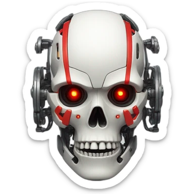 Robotic skull with red touches sticker