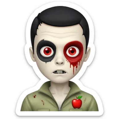 a pretty zombie boy with black hair bearing a resemblance to Ivan from Alien Stage in memoji apple format sticker