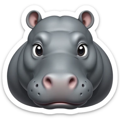 cinematic-noble-hippo-portrait-emoji,-poised-and-regal,-with-a-massive,-robust-build-and-a-smooth,-sleek-slate-gray-hide,-deep-set-soulful-eyes,-simplified-yet-sharp-and-sophisticated-features,-highly-detailed,-glowing-with-a-soft radiance sticker
