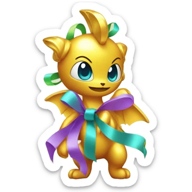 Shiny colorful Fakémon with ribbons sticker