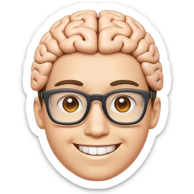 create an emoji of a nerd with an open brain sticker