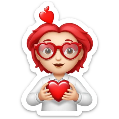 love heart wearing love glasses casting a love spell sticker