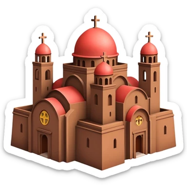 HD precise emoji of Church of Saint George Lalibela Ethiopia, Apple emoji style, clear shapes, simple lines, colorful highlights, unique architecture sticker