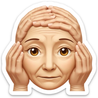 Simple emoji of a face with wrinkles being smoothed by hands,
both hands gently stretching the skin,
wrinkles visible on one part and smooth skin on the other,
clear wrinkle-reducing effect,
simple and easy-to-understand icon,
no beauty or medical elements

 sticker