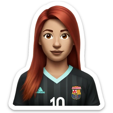 Dark red hair girl with messi Miami black jersey sticker