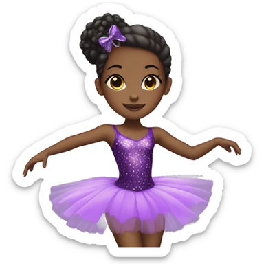 A black girl ballerina with purple leopard and sparkly tutu sticker