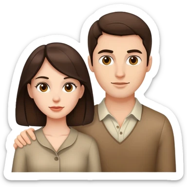 A brunette woman with a brunette man sticker
