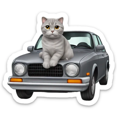 Gray scottish fold cat on car sticker