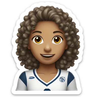 very cute curly haired girl in a white jersey playing volleyball  sticker