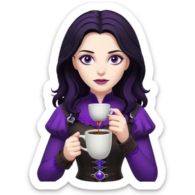 yennefer with purple eyes drinking coffee  sticker