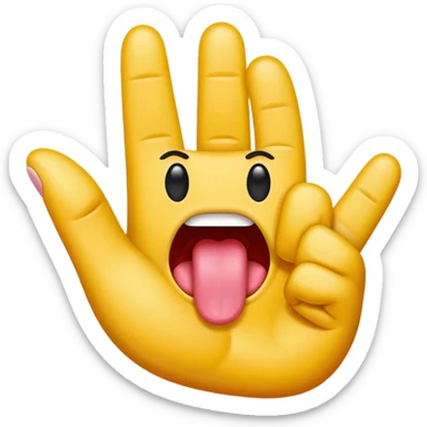 Tongue sticking out between two v'd fingers sticker