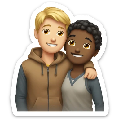 boy and girl cuddling sticker