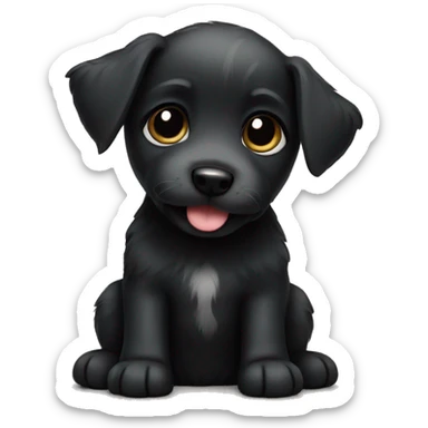 Cute black terrier puppy sticker