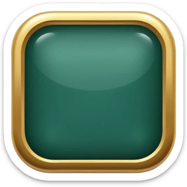 Blank dark Jade and gold edged rounded square icon button sticker