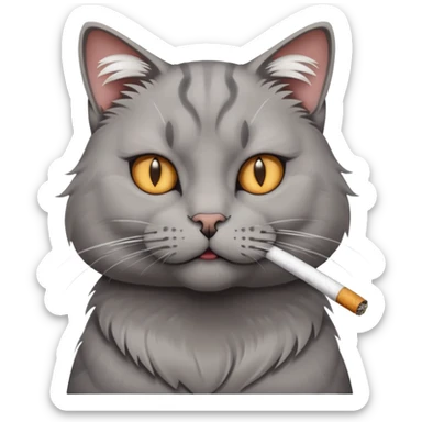 cat with cigarette in mouth staring intensely sticker