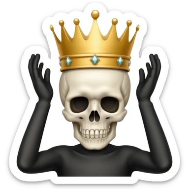 Skull with hands on head and a crown and no diamonds sticker