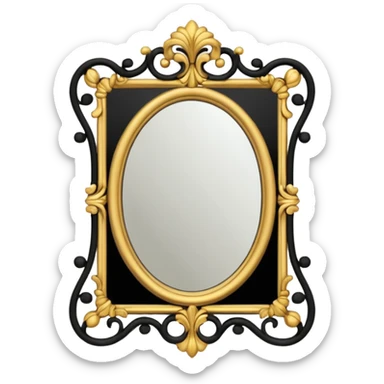 mirror with curly silhouette reflection sticker