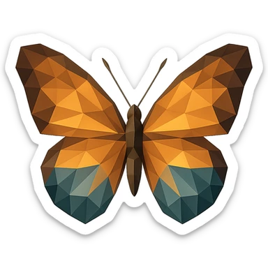 illustration of a butterfly made of geometric shapes in polygonal style sticker