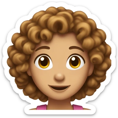 Girlfriend who has brown curly hair tan skin and big brown eyes happy with a whew and excited face sticker