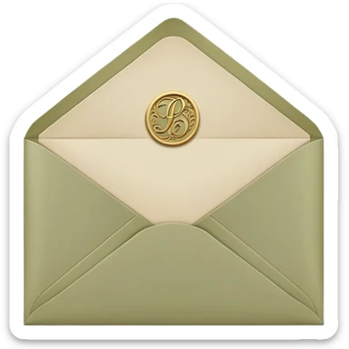 A pale olive envelope with the letter sticker