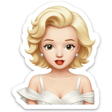 Marilyn Monroe holds her white dress from the wind sticker