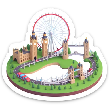 London with iconic landmarks like the London Eye and Tower Bridge sticker