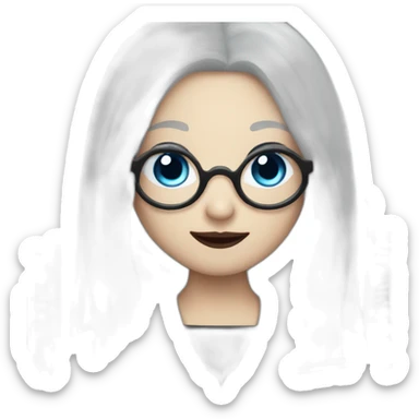 vampire librarian with blue eyes and long white hair holding a book sticker