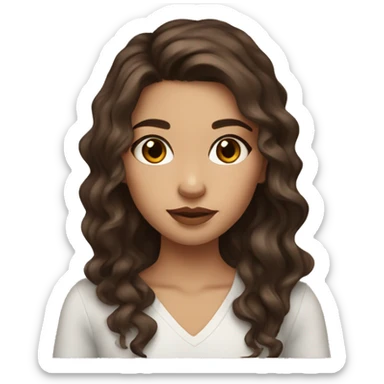 medium skin doe deep brown eyes big lips wavy brown hair girl sticker