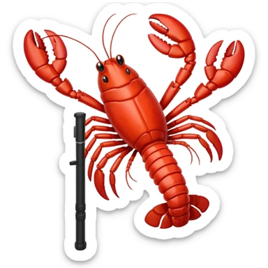 Lobster very happy jumping on pogo stick sticker