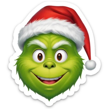 Create an emoji of the grinch from the grinch who stole christmas ith a Santa hat sticker